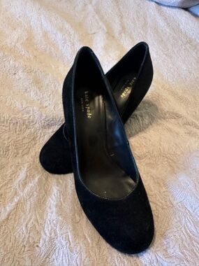 kate spade Black Suede Wedge Pumps